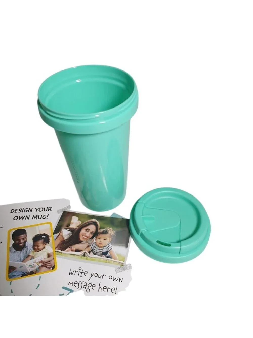 Mint Green Travel Mug Plastic Tumbler Design Your Own Divided Insert Mother Fath
